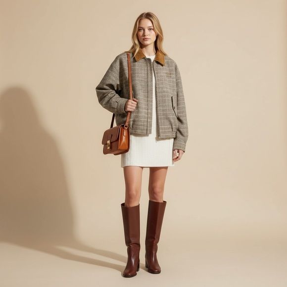 Miu Miu Checked Double Weave Blouson Jacket It36